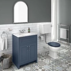 Chatsworth Blue 610mm Vanity with White Marble Basin Top -Countertop Vanity Units Sales C610BLU WHT n d4 460