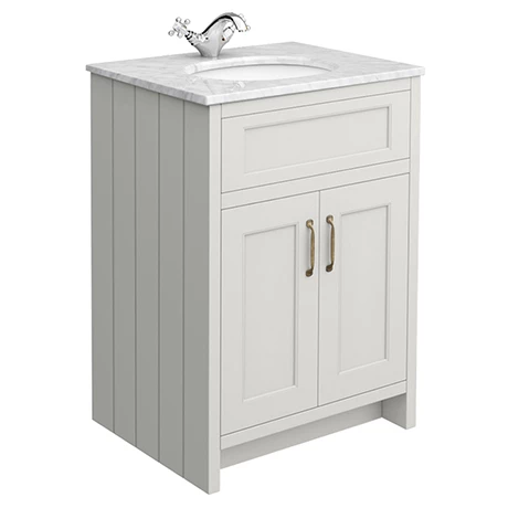 Chatsworth Grey 610mm Vanity with White Marble Basin Top 3 Chatsworth Grey 610mm Vanity with White Marble Basin Top