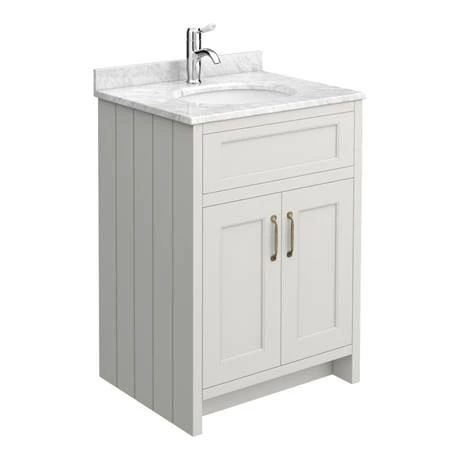 Chatsworth Grey 610mm Vanity with White Marble Basin Top 5 Chatsworth Grey 610mm Vanity with White Marble Basin Top - Image 3