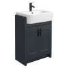 Chatsworth Traditional Graphite Semi-Recessed Vanity - 600mm Wide with Matt Black Handles -Countertop Vanity Units Sales C6SRBLKMB p