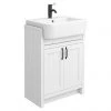 Chatsworth Traditional White Semi-Recessed Vanity - 600mm Wide with Matt Black Handles -Countertop Vanity Units Sales C6SRWHTMB p