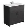 Chatsworth Graphite 810mm Vanity with White Marble Basin Top -Countertop Vanity Units Sales C810BLK WHT NP