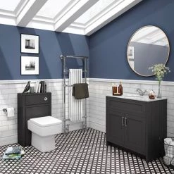 Chatsworth Graphite 810mm Vanity with White Marble Basin Top -Countertop Vanity Units Sales C810BLK WHT detail1 460