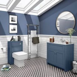 Chatsworth Blue 810mm Vanity with White Marble Basin Top -Countertop Vanity Units Sales C810BLU WHT n d6 460