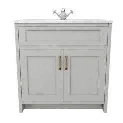 Chatsworth Grey 810mm Vanity with White Marble Basin Top -Countertop Vanity Units Sales C810GRY WHT n d1 460