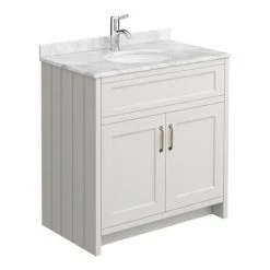 Chatsworth Grey 810mm Vanity with White Marble Basin Top -Countertop Vanity Units Sales C810GRY WHT n d6 460