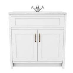 Chatsworth White 810mm Vanity with White Marble Basin Top -Countertop Vanity Units Sales C810WHT WHT n d1 460