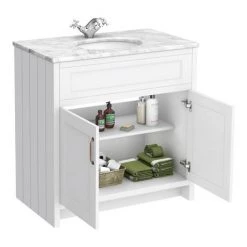 Chatsworth White 810mm Vanity with White Marble Basin Top -Countertop Vanity Units Sales C810WHT WHT nd 460