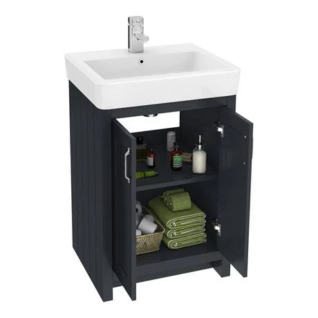 Chatsworth Traditional Graphite 560mm Vanity Sink + 300mm Cupboard Unit 7 Chatsworth Traditional Graphite 560mm Vanity Sink + 300mm Cupboard Unit - Image 5