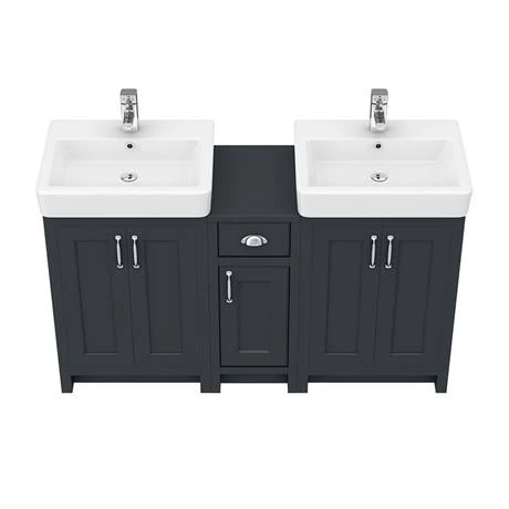 Chatsworth Traditional Graphite Double Basin Vanity + Cupboard Combination Unit 5 Chatsworth Traditional Graphite Double Basin Vanity + Cupboard Combination Unit - Image 3