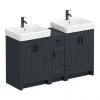 Chatsworth Traditional Graphite Double Basin Vanity + Cupboard Combination Unit with Matt Black Handles -Countertop Vanity Units Sales CBLK142PKMB p