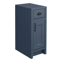 Chatsworth Traditional Blue Double Basin Vanity + Cupboard Combination Unit with Matt Black Handles -Countertop Vanity Units Sales CBLU142PKMB d3 460