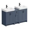 Chatsworth Traditional Blue Double Basin Vanity + Cupboard Combination Unit with Matt Black Handles -Countertop Vanity Units Sales CBLU142PKMB p