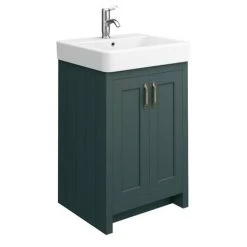 Chatsworth Traditional Green Double Basin Vanity + Cupboard Combination Unit -Countertop Vanity Units Sales CGRN142PK d5 460