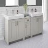 Chatsworth Traditional Grey Double Basin Vanity + Cupboard Combination Unit -Countertop Vanity Units Sales CGRY142PK n p
