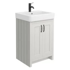 Chatsworth Traditional Grey Double Basin Vanity + Cupboard Combination Unit with Matt Black Handles 8 Chatsworth Traditional Grey Double Basin Vanity + Cupboard Combination Unit with Matt Black Handles -Countertop Vanity Units Sales CGRY142PKMB d2 460