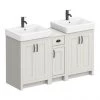 Chatsworth Traditional Grey Double Basin Vanity + Cupboard Combination Unit with Matt Black Handles 1 Chatsworth Traditional Grey Double Basin Vanity + Cupboard Combination Unit with Matt Black Handles -Countertop Vanity Units Sales CGRY142PKMB p