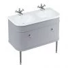 Burlington Chalfont 1000mm Classic Grey Single Drawer Double Basin Unit with Chrome Handles -Countertop Vanity Units Sales CH100GCC P