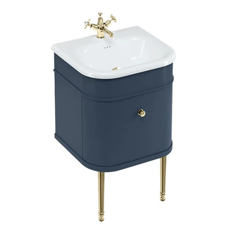 Burlington Chalfont 550mm Blue Single Drawer Vanity Unit with Gold Handle 3 Burlington Chalfont 550mm Blue Single Drawer Vanity Unit with Gold Handle