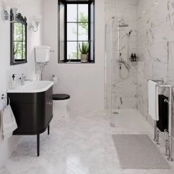 Burlington Chalfont 650mm Matt Black Single Drawer Vanity Unit with Chrome Handle -Countertop Vanity Units Sales CH65CC D1 460