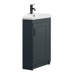 Chatsworth Traditional Graphite Corner Vanity Unit with Matt Black Handle -Countertop Vanity Units Sales CHATCRNBLKMB d3 460
