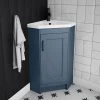Chatsworth Traditional Blue Corner Vanity Unit with Matt Black Handle -Countertop Vanity Units Sales CHATCRNBLUMB n p