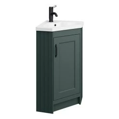 Chatsworth Traditional Green Corner Vanity Unit with Matt Black Handle 9 Chatsworth Traditional Green Corner Vanity Unit with Matt Black Handle -Countertop Vanity Units Sales CHATCRNGRNMB d3 460