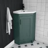 Chatsworth Traditional Green Corner Vanity Unit with Matt Black Handle -Countertop Vanity Units Sales CHATCRNGRNMB prod