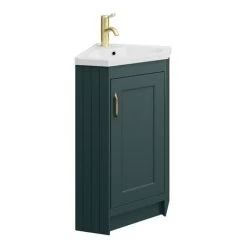 Chatsworth Traditional Green Corner Vanity Unit -Countertop Vanity Units Sales CHATCRNGRN d3 460