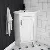 Chatsworth Traditional White Corner Vanity Unit with Matt Black Handle -Countertop Vanity Units Sales CHATCRNWHTMB prod1