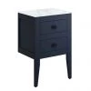 Crosswater Canvass Deep Indigo Blue 485mm Double Drawer Unit with Carrara Marble Effect Worktop -Countertop Vanity Units Sales CV485WLIB P