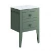 Crosswater Canvass Sage Green 485mm Double Drawer Unit with Carrara Marble Effect Worktop -Countertop Vanity Units Sales CV485WLSGR P1