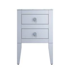 Crosswater Canvass Storm Grey Matt 485mm Double Drawer Unit with Carrara Marble Effect Worktop -Countertop Vanity Units Sales CV485WLSG D3 460