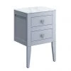Crosswater Canvass Storm Grey Matt 485mm Double Drawer Unit with Carrara Marble Effect Worktop -Countertop Vanity Units Sales CV485WLSG P