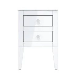 Crosswater Canvass White Gloss 485mm Double Drawer Unit with Carrara Marble Effect Worktop -Countertop Vanity Units Sales CV485WLWG D2 460