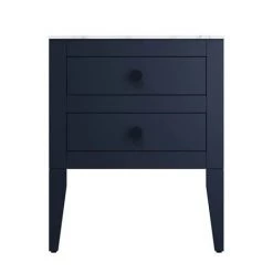 Crosswater Canvass Deep Indigo Blue 600mm Double Drawer Unit with Carrara Marble Effect Worktop -Countertop Vanity Units Sales CV600WLIB D2 460