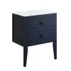 Crosswater Canvass Deep Indigo Blue 600mm Double Drawer Unit with Carrara Marble Effect Worktop -Countertop Vanity Units Sales CV600WLIB P