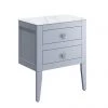 Crosswater Canvass Storm Grey Matt 600mm Double Drawer Unit with Carrara Marble Effect Worktop -Countertop Vanity Units Sales CV600WLSG P