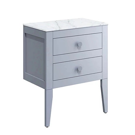 Crosswater Canvass Storm Grey Matt 600mm Double Drawer Unit with Carrara Marble Effect Worktop 3 Crosswater Canvass Storm Grey Matt 600mm Double Drawer Unit with Carrara Marble Effect Worktop