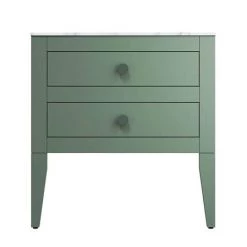 Crosswater Canvass Sage Green 700mm Double Drawer Unit with Carrara Marble Effect Worktop -Countertop Vanity Units Sales CV700WLSGR D2 460