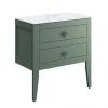 Crosswater Canvass Sage Green 700mm Double Drawer Unit with Carrara Marble Effect Worktop -Countertop Vanity Units Sales CV700WLSGR P