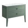 Crosswater Canvass Sage Green 900mm Double Drawer Unit with Carrara Marble Effect Worktop -Countertop Vanity Units Sales CV900WLSGR P
