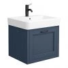 Chatsworth Traditional Blue Wall Hung Vanity - 560mm Wide with Matt Black Handle -Countertop Vanity Units Sales CWH560BLUMB p