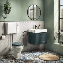 Chatsworth Traditional Green Wall Hung Vanity - 560mm Wide with Matt Black Handle -Countertop Vanity Units Sales CWH560GRNMB d2 460