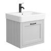 Chatsworth Traditional Grey Wall Hung Vanity - 560mm Wide with Matt Black Handle -Countertop Vanity Units Sales CWH560GRYMB p