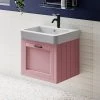 Chatsworth Traditional Dusky Pink Wall Hung Vanity - 560mm Wide with Matt Black Handle -Countertop Vanity Units Sales CWH56DPKMB prod1a