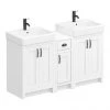 Chatsworth Traditional White Double Basin Vanity + Cupboard Combination Unit with Matt Black Handles -Countertop Vanity Units Sales CWHT142PKMB n p