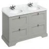 Burlington 130 4-Drawer Vanity Unit & Minerva Worktop with Double Basin - Dark Olive -Countertop Vanity Units Sales FC10O BC12 P
