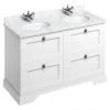 Burlington 130 4-Drawer Vanity Unit & Minerva Worktop with Double Basin - Matt White -Countertop Vanity Units Sales FC10W BC12 P