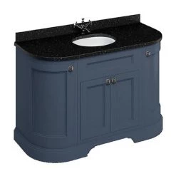 Burlington 134 4-Door Curved Vanity Unit & Minerva Black Granite Worktop with Basin - Blue